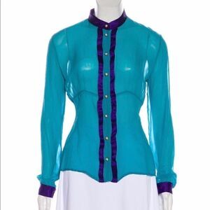 D&G Silk Mock Neck Button-up Top size 42